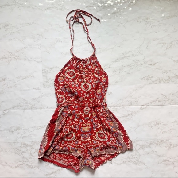 Angie Pants - FREE SHIPPING!!! ANGIE Red Halter Neck Romper